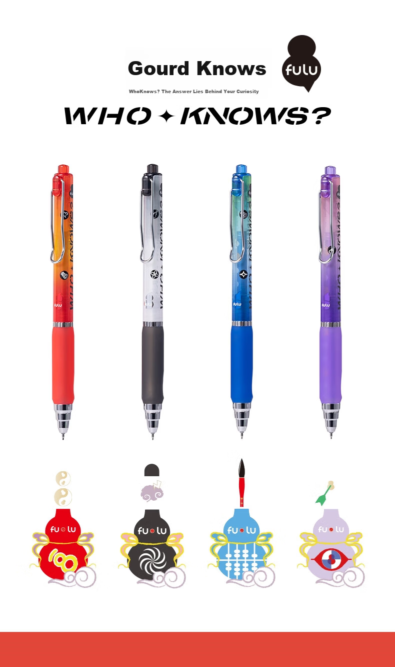 Deli Gourd Shaped Quick-Dry Retractable Gel Pen 0.5mm Dual Ballpoint ST Tip Student Exam Pen Set (1 Pen + 1 Bracelet) Random Color SA704 3