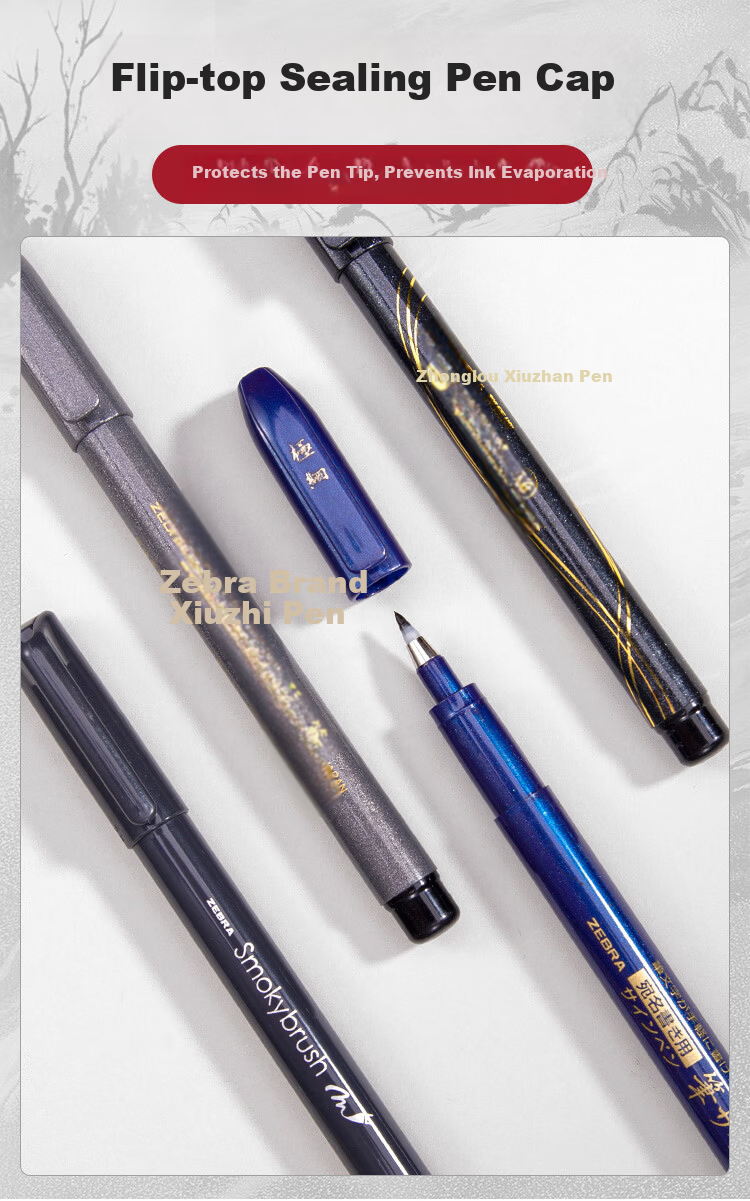 ZEBRA WF1 Silver Gray Student Calligraphy Brush Pen Small Regular Script 10pcs/Bag 7