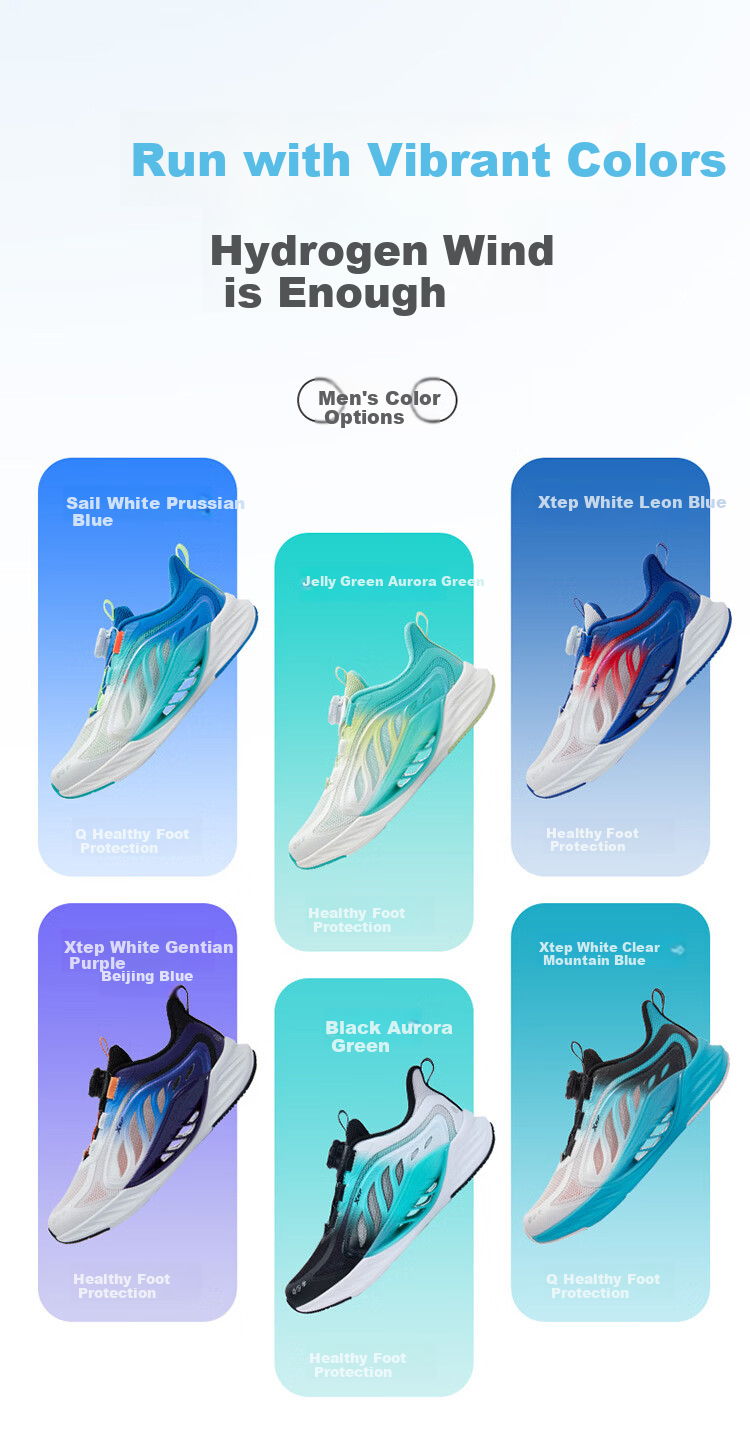 XTEP Youth Hydrogen Wind 8 Protective Running Shoes for Girls Breathable Rotary Button Technology Sports Shoes Navy Purple Size 33 8