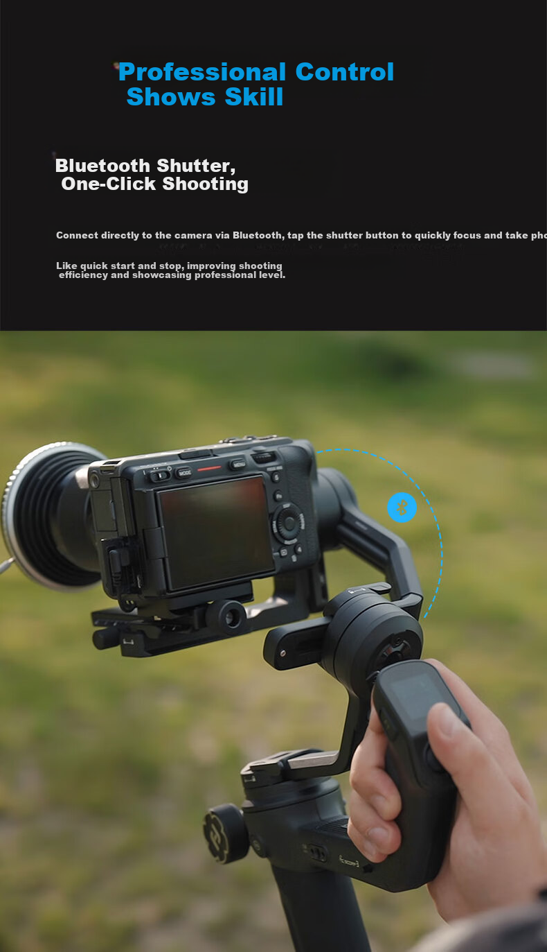 FeiyuTech Scorpion 3 Professional 3-Axis Stabilizer for Mirrorless and DSLR Cameras Live Streaming Handheld Gimbal AI Tracking Camera Stabilizer 12