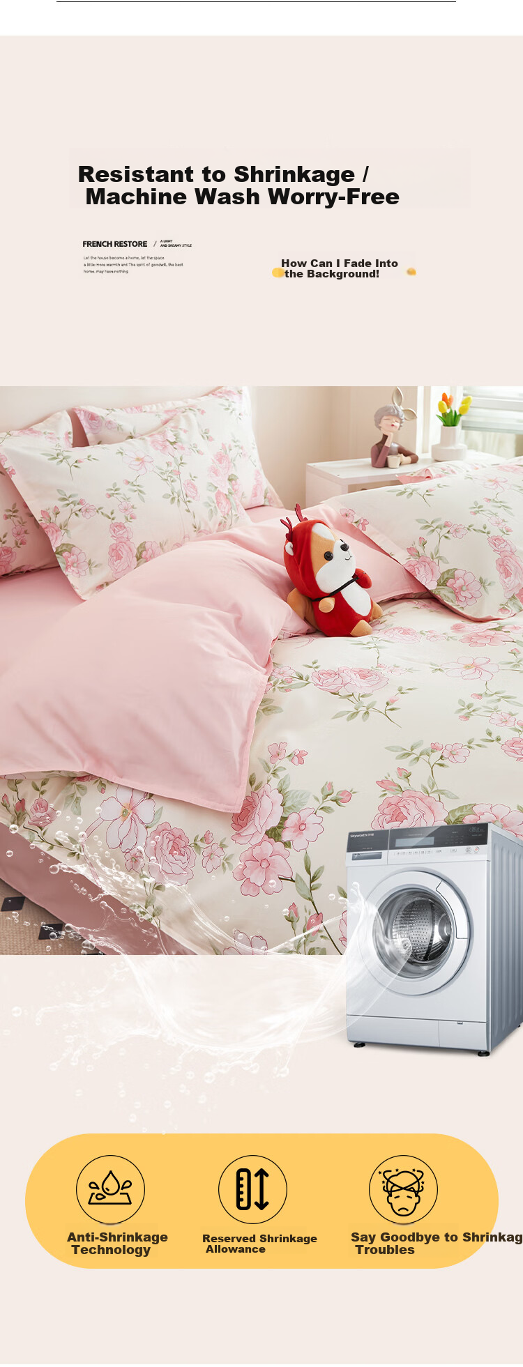 Mengshina A-Class 100% Cotton Duvet Cover Single Pure Cotton Double Bed Country Style 180x200cm Floral Romance 11