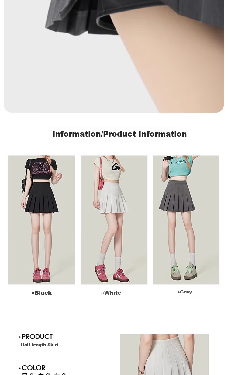 Borui Women's Pleated Skirt Spring Summer 2026 New High-Waist Slim A-Line Short Skirt with Lining JK Skirt 7