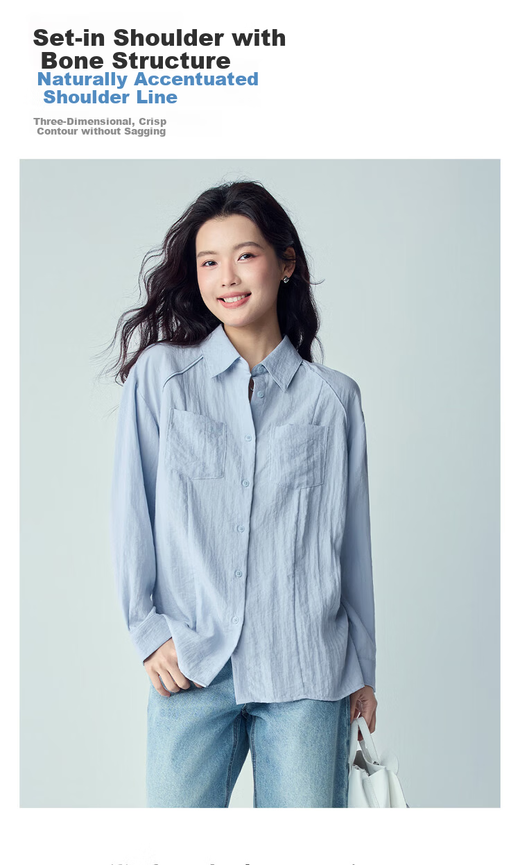 Giordano 2026 Spring New Bone-Breaking Double Pocket Loose Casual Textured Long Sleeve Shirt for Women 05346104 6