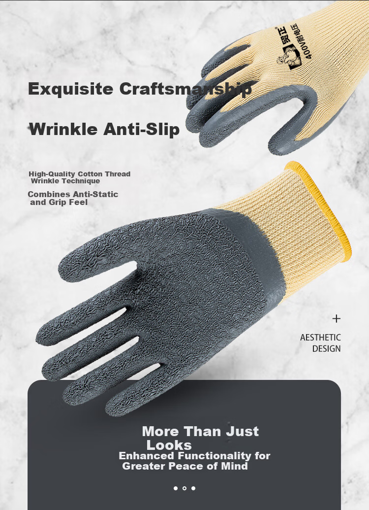 Maozheng Insulated Gloves, Electrician 400V Low Voltage, Anti-Electric Shock, Non-Slip, Wear-Resistant, for Electric Drill Operation, Welders, Woodworkers, Maintenance, Coated And Dipped Labor Protectio 2