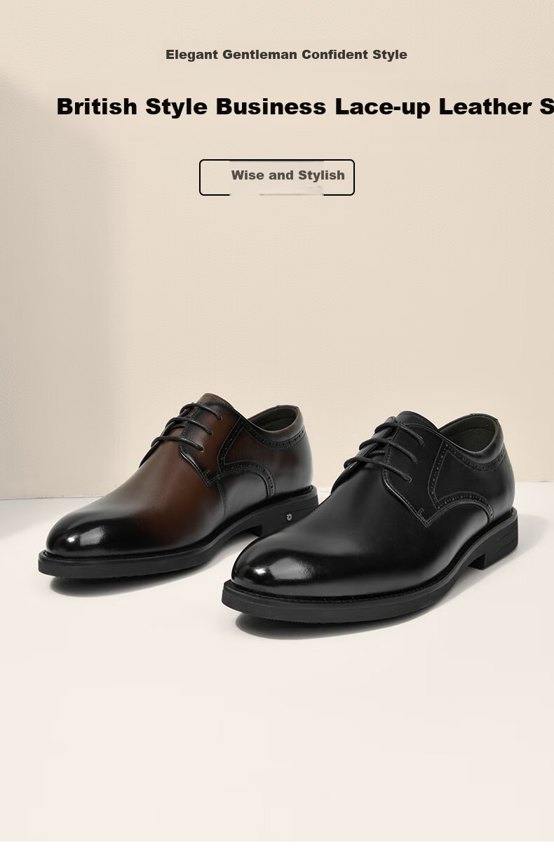HLA Men's Leather Shoes British Style Business Classic Formal Wedding Groom Shoes HAAPXM1EBA070 Black Size 39 1