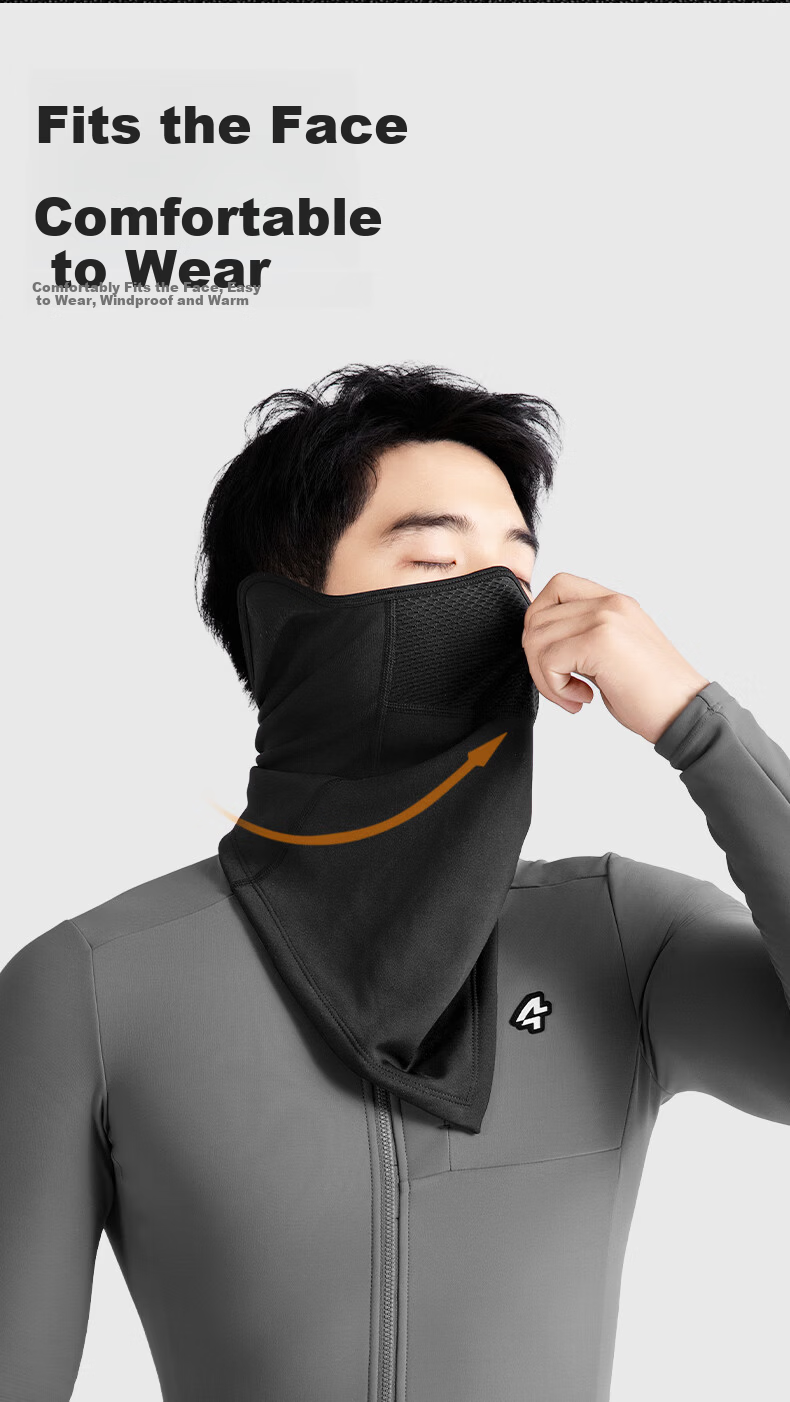 Captain Tas Cycling Face Mask Autumn Winter Warm Windproof Neck Gaiter Outdoor Motorcycle Electric Bike Face Cover Headscarf Black 5