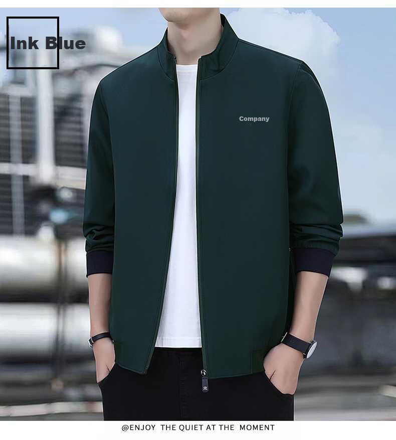 ROMON Men's Autumn Jacket Stand Collar Business Casual Commuter Jacket ZH606 Black XL 3