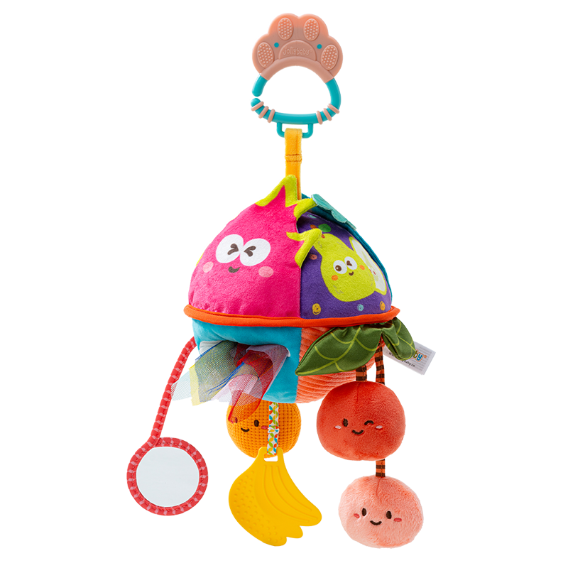 Jollybaby Baby Toy Pull-and-Play Car Hanging Sensory Development Educational Crib Rattle - Fruit Ball Pull-and-Play