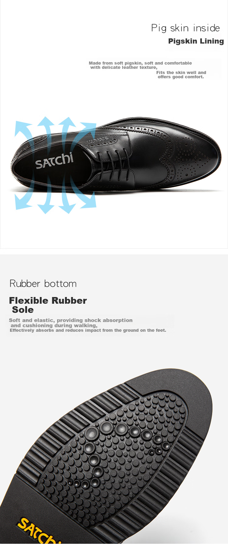 SATCHI Men's Shoes, British Brogue Leather Shoes for Men, Wedding Shoes, Men's Leather Shoes, Footwear for Men, 752082042Z, Black, Size 39 3