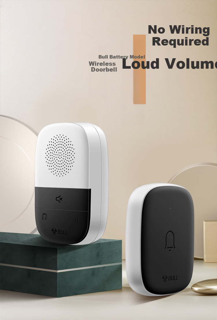 BULL Wireless Battery-Powered Music Doorbell Remote Home Doorbell GWM04B 1