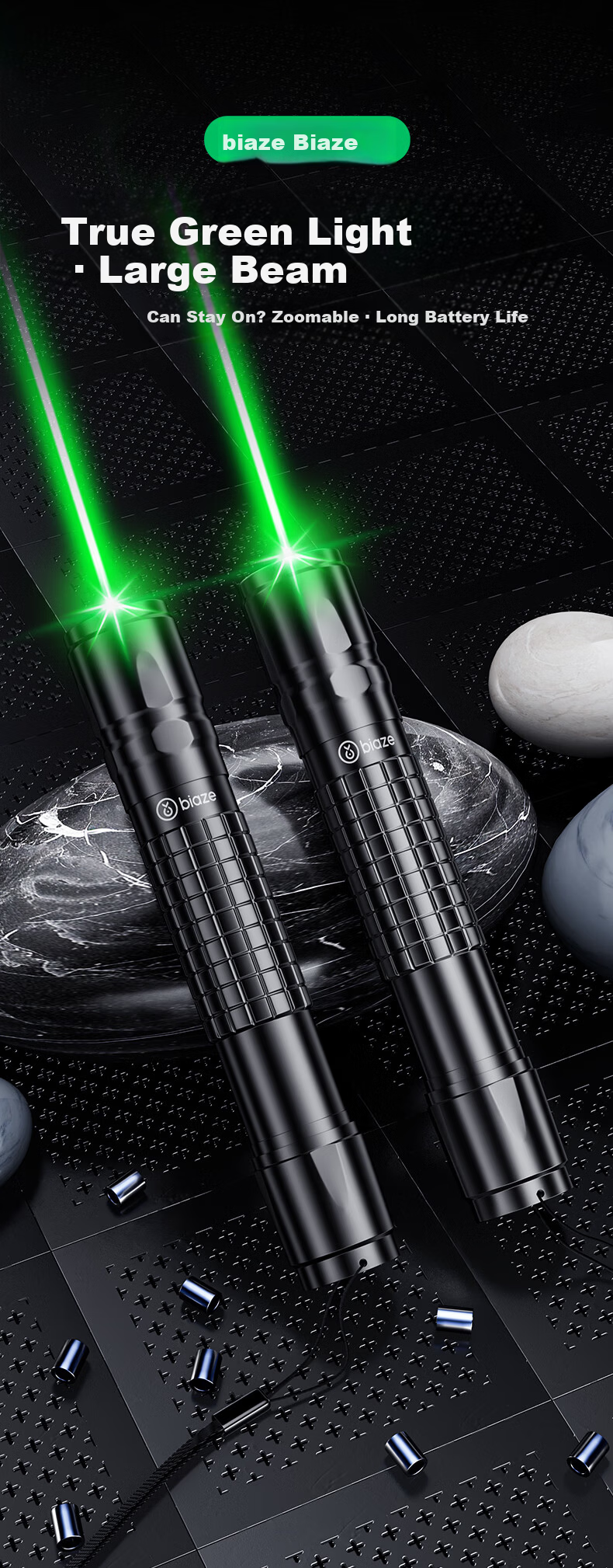 BIAZE Outdoor High-Power Green Laser Pointer Infrared Strong Light Laser Flashlight for Construction Engineering Astronomy Star Pointer LED Screen Compatible 1