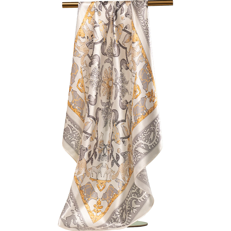 Shanghai Story 100% Mulberry Silk Satin Printed Square Scarf for Women Gift for Elders Mom Girlfriend