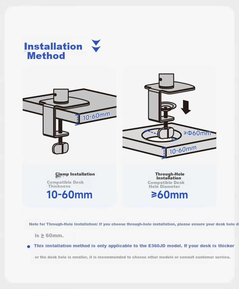 Brateck Beihu Monitor Arm Mechanical Arm Computer Stand Desktop Clamp Base Screen Riser Height Adjustable 17-32 Inch E360 Compatible with Zoway E350 Upgrade 5