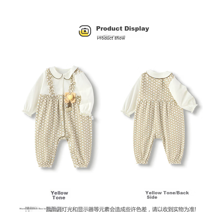 Balabala Baby Girls' Romper Cute Playful Faux Two-Piece Strap Design Infant Jumpsuit 7