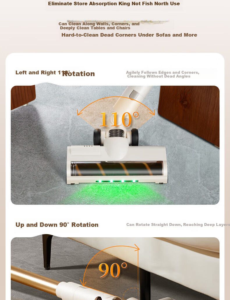 SUPOR Vacuum Cleaner [Dust Removal Tool] Home Wireless Handheld High Suction Wide Angle Green Light Dust Detection Car Vacuum Strong Suction Pet Hair Vacuum Cleaner [Anti-Tangle] V86 13