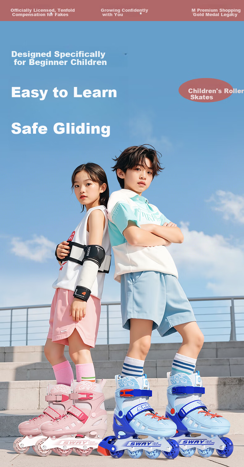 SWAY Adjustable Size Inline Skates for Kids Beginners Boys Girls Professional Adult Roller Skates 1