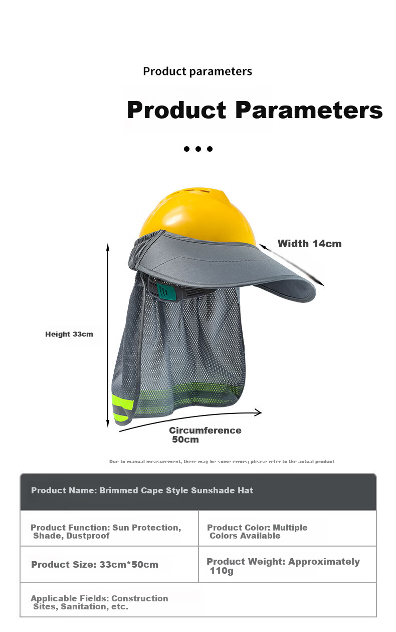 Aidier Safety Helmet Sunshade Cap Brim Enlarged Breathable Summer Construction Work Sun Protection Hat Gray Duckbill Sunshade Brim CW749279 6