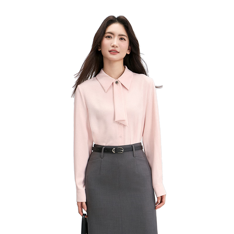 Miss Bird Anti-Wrinkle Stain-Resistant Long Sleeve Ribbon Shirt Women's Workplace Commuting Premium Formal Interview Top