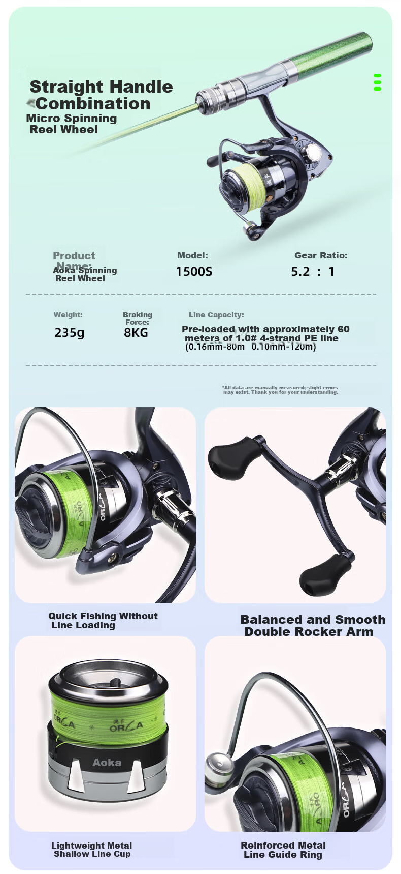 FishingFans Quick Shark Ma Kou Micro Lure Rod UL Solid Tip Stream Casting Rod 1.5m Gun Handle Water Drop Reel Left-Handed Set 13