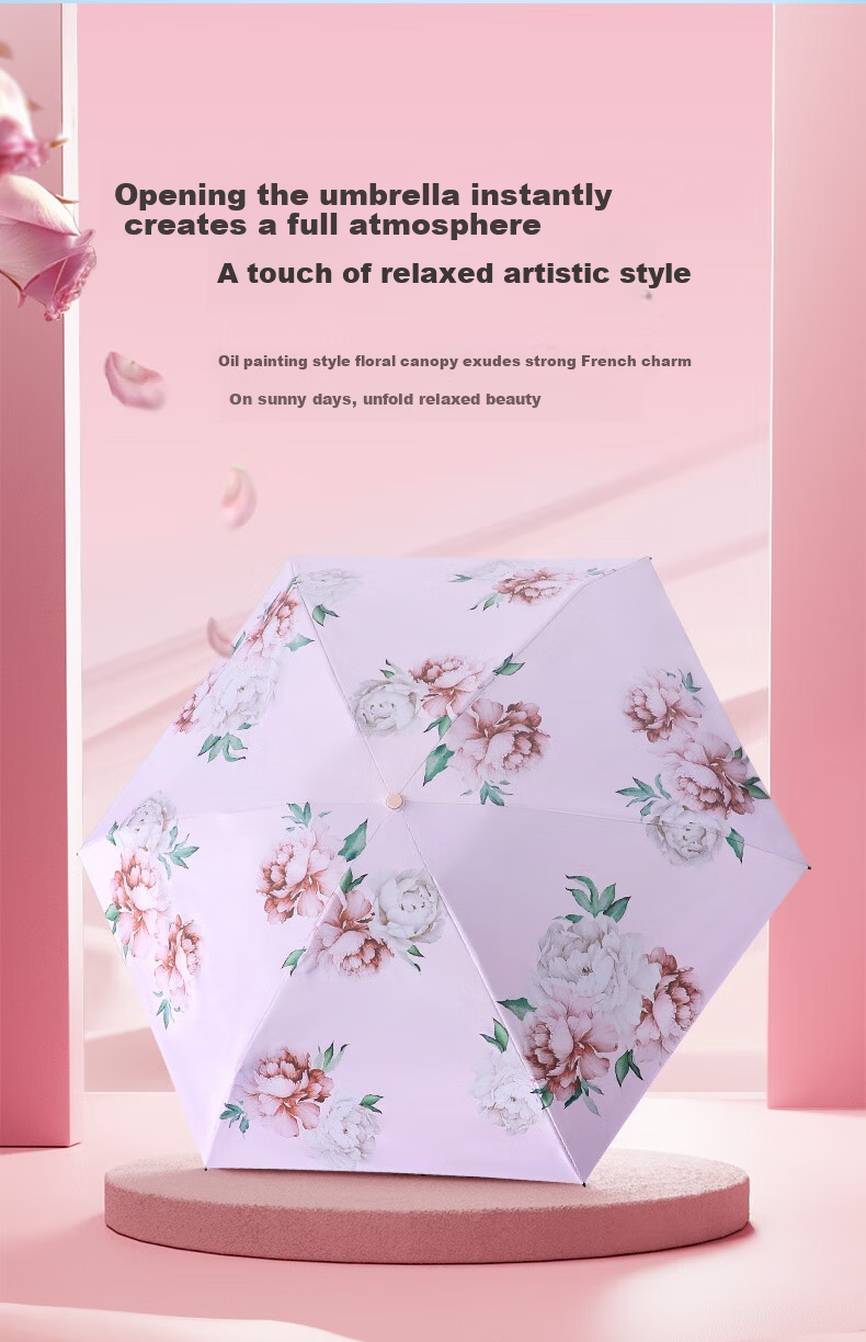 Paradise Umbrella UV Protection Five-Fold Cloud Black Coated Sunshade Lightweight Capsule Umbrella Xuanyan 4
