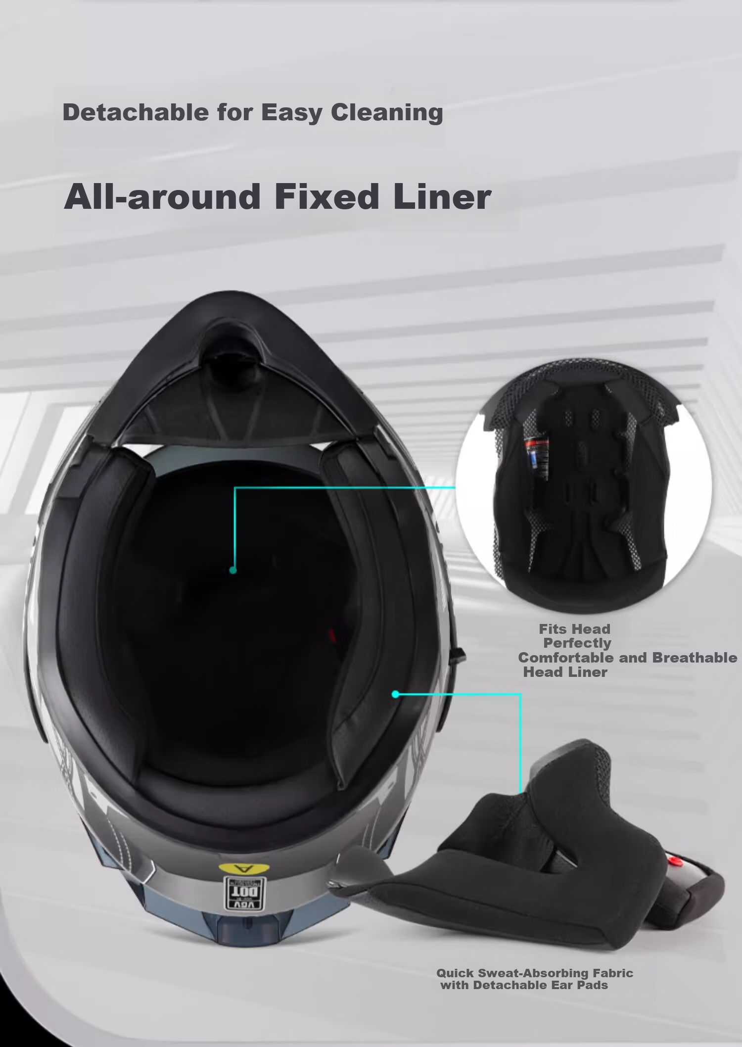 VGV Motorcycle Helmet 3C Certified Full Face Four Seasons Warm Double Lens Flip-up Helmet Mechanical Black XL 12