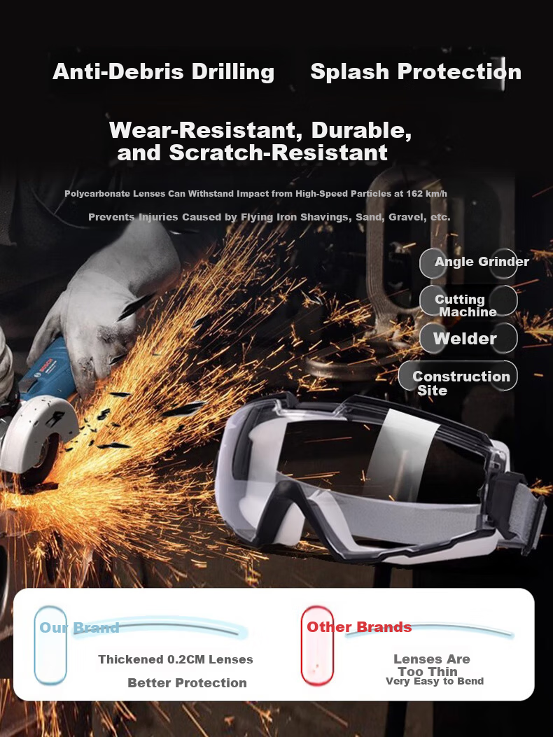 WOLSGIN Anti-Fog Chemical Experiment Full Seal Safety Goggles Cutting Splash-Proof Cycling Dustproof Windproof Protective Eyewear Orange 1