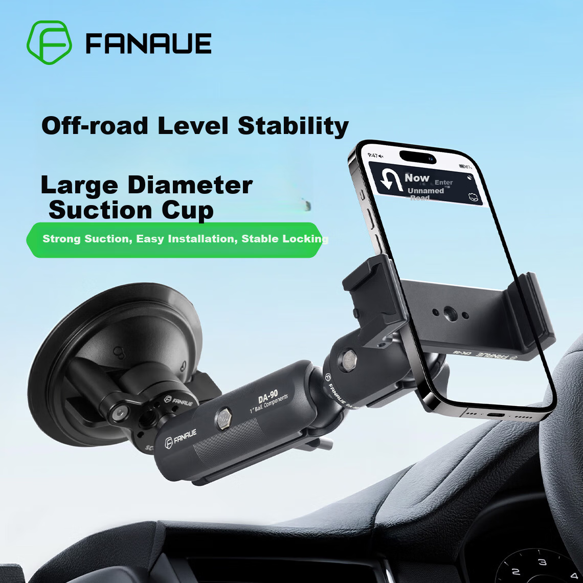 FANAUE Vacuum Suction Car Phone Holder Front Windshield Mount Ball Head Accessory SC-01