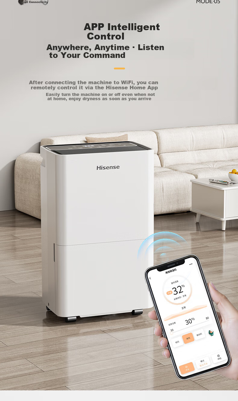 Hisense Dehumidifier 24L/Day 130㎡ Home Quiet Clothes Drying Dehumidifier WIFI Remote Control Large Area Bedroom CF24BD/UW 7