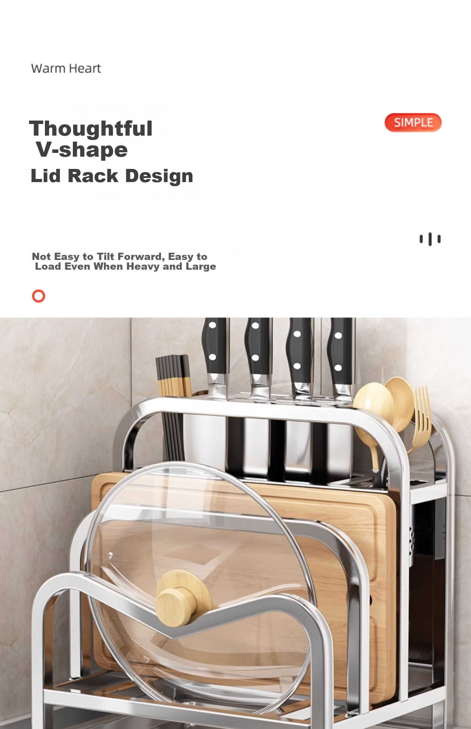 Jiadu Stainless Steel Knife Rack Storage Shelf Kitchen 2024 New Multifunctional Countertop Cutting Board Integrated Holder 8