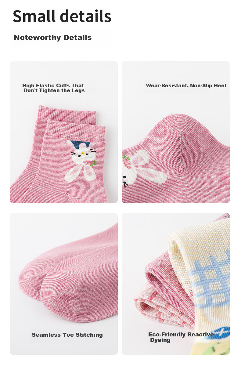 Six Finger Mouse Seamless Children's Socks Girls Spring Summer Thin Mesh Mid-Calf Cotton Socks for Baby and Older Kids 3