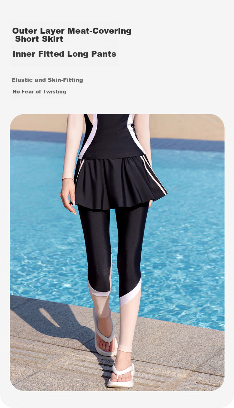 Warrior Women's Long Sleeve Long Pants Swimsuit High-Grade Sun Protection Hot Spring Surfing Snorkeling Jellyfish Suit 16098H1L Black 2XL 4