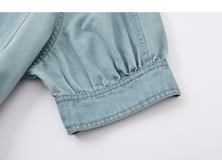 Demana [Denim Cloud Cotton] Spring V-Neck Belted Topstitch Loose Petite Women's Denim Dress 13
