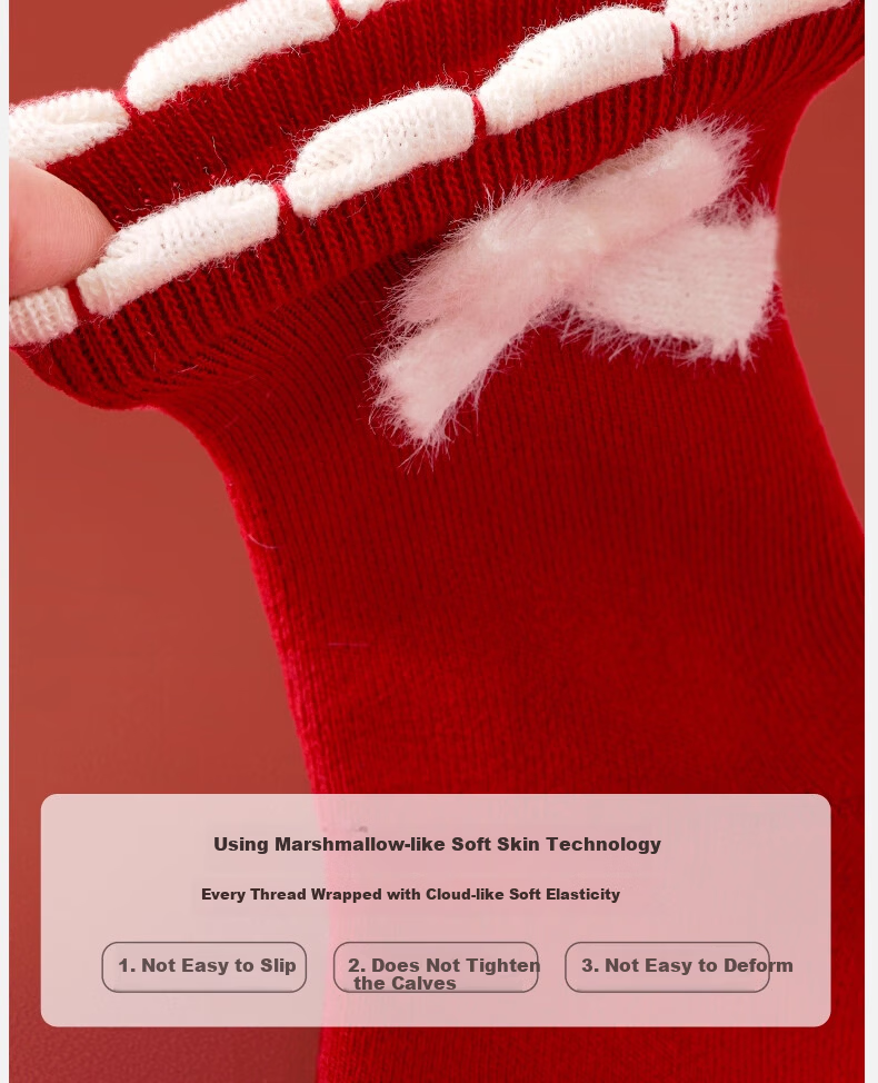 Mianqixiong Baby Socks Autumn Winter Thickened New Year Terry Socks Infant Girls Warm Red Mid-Calf Socks Winter Toddler 10