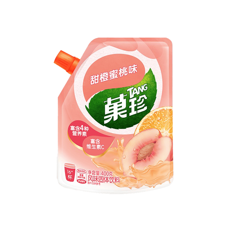 菓珍 甜橙蜜桃味 果珍维C冲饮壶嘴装400g 果汁粉速溶饮料(包装随机)
