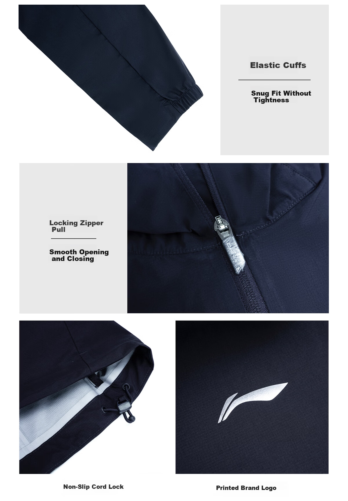 Li-Ning 26-Style Honor Windproof Waterproof Breathable Skin-Friendly 3D Tailored Lightweight Outdoor Jacket Coat 8