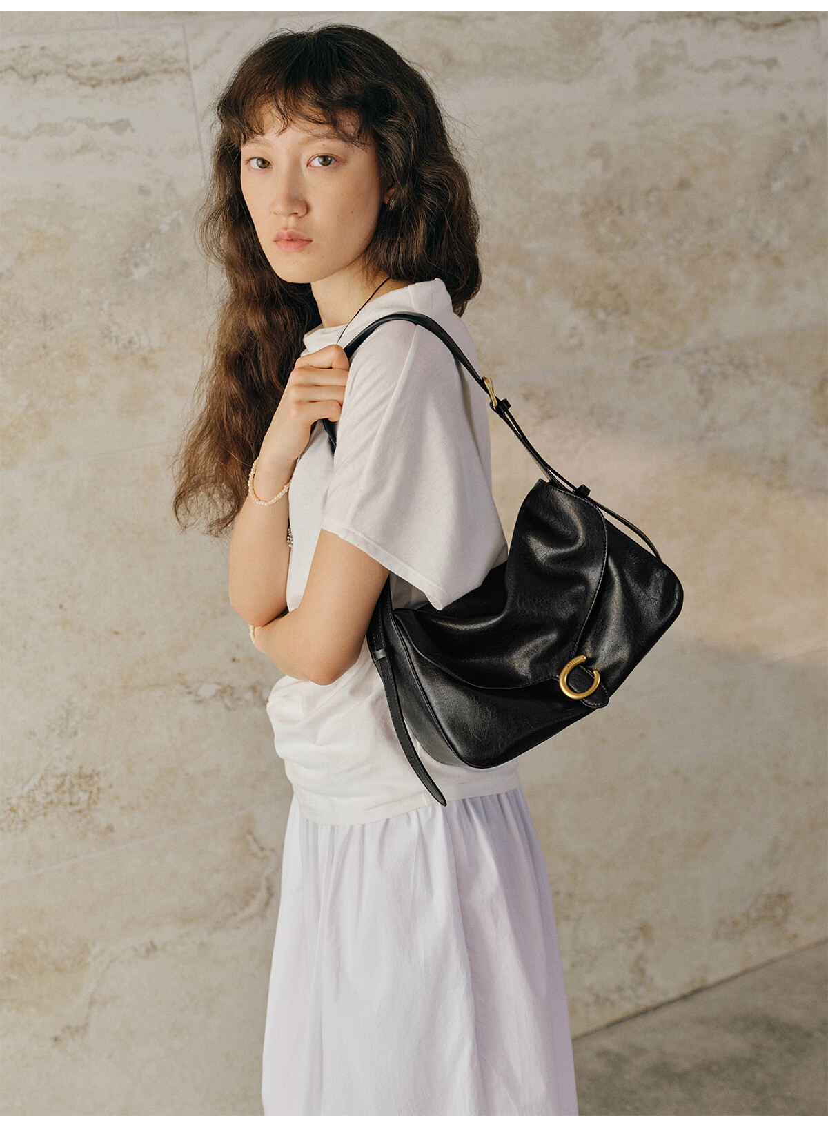 Ximuting Qingfeng Niche White Tote Bag Women Hobo New Shoulder Bag Commuter Crossbody Pearl White 3