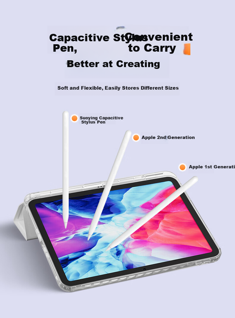 Suoying Smart Y-Fold iPad Air 8/7/6 Case 2026/25/24 Models 11/10.9 Inch M4/3 Protective Cover Acrylic Silicone Anti-Bend Pen Slot for Apple Tablet 15