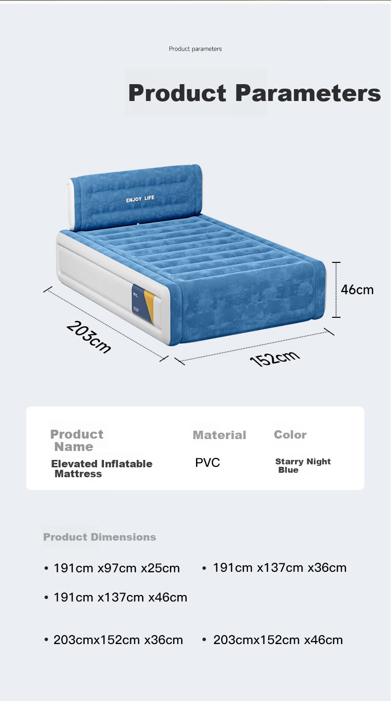 Adandyish Luxury Built-in Rechargeable Pump Double Inflatable Bed Nap Home Outdoor Tent Folding Air Mattress 191*137*36cm 27