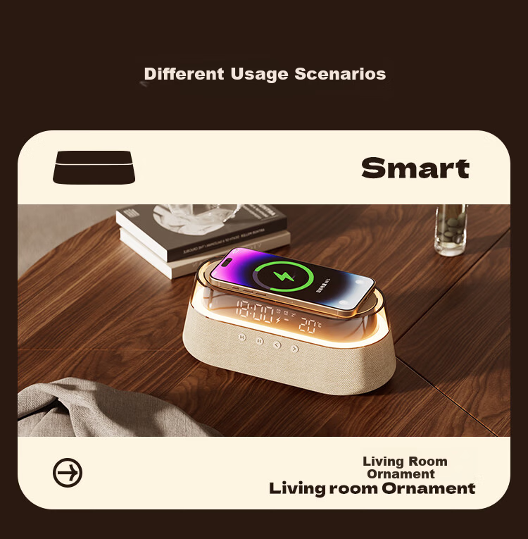 Kuangxiang Bluetooth Speaker Wireless Phone Charging Desktop Bedside Alarm Clock Outdoor Portable Computer Ambient Night Light Speaker Birthday Gift for Girlfriend and Boyfriend 8