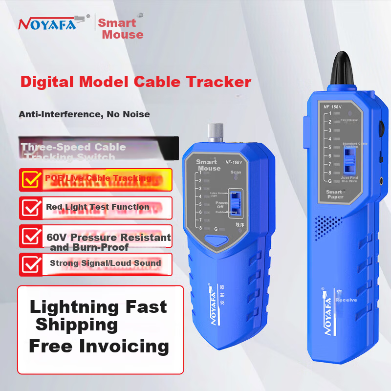 Jingmingshu NF-168V Cable Tester, Professional Multifunctional Network Cable Detector, Network Wire Tracer, Signal Continuity Tester