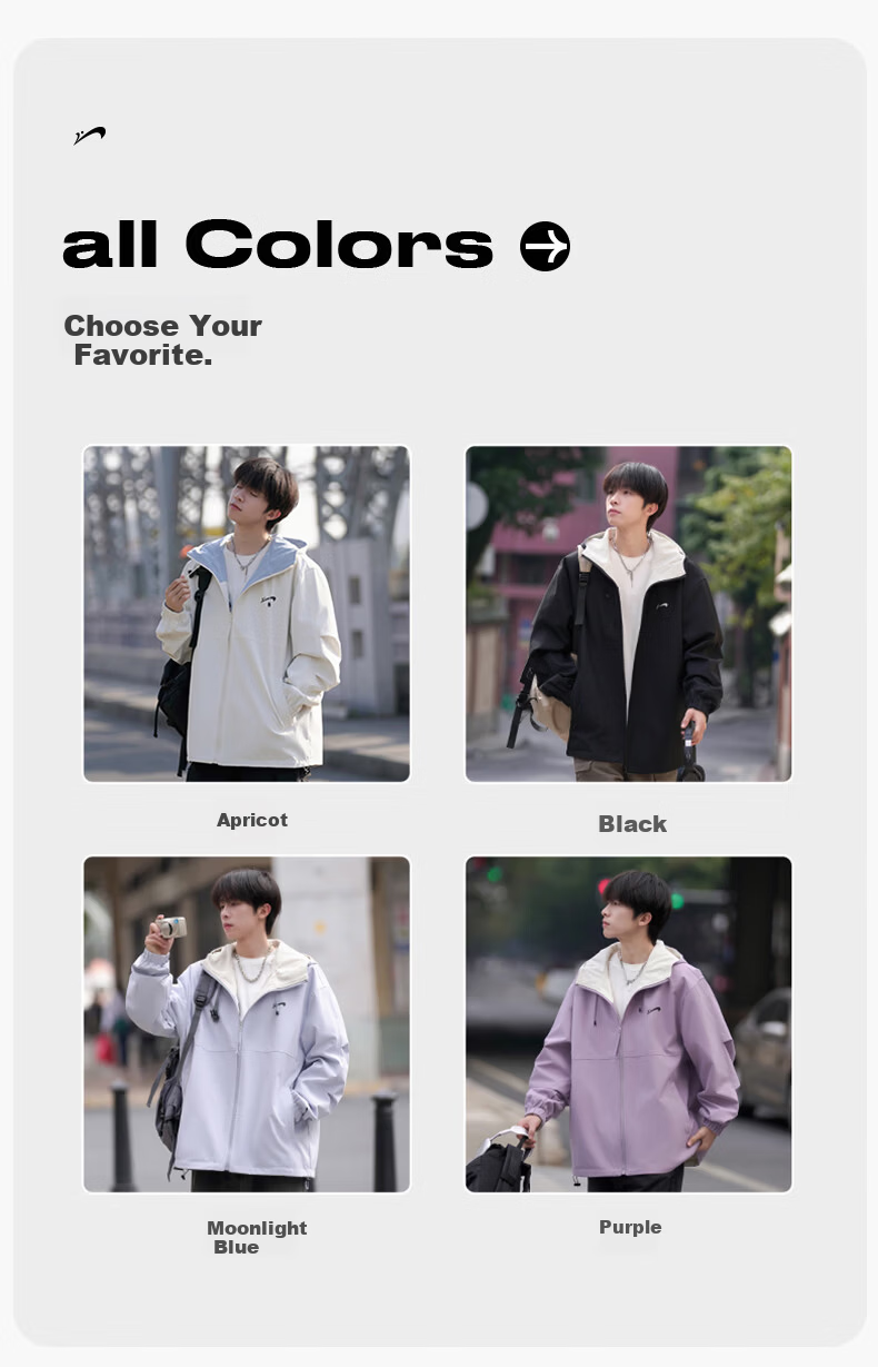 Guirenniao Reversible Jacket Men Spring Autumn New American Workwear Hooded Jacket Beige S 12