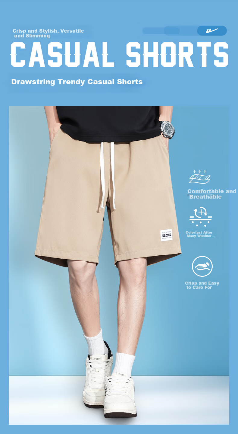 Warrior Men's Summer Shorts Casual Five-Point Loose Sports Quick-Dry Khaki Pants M 2