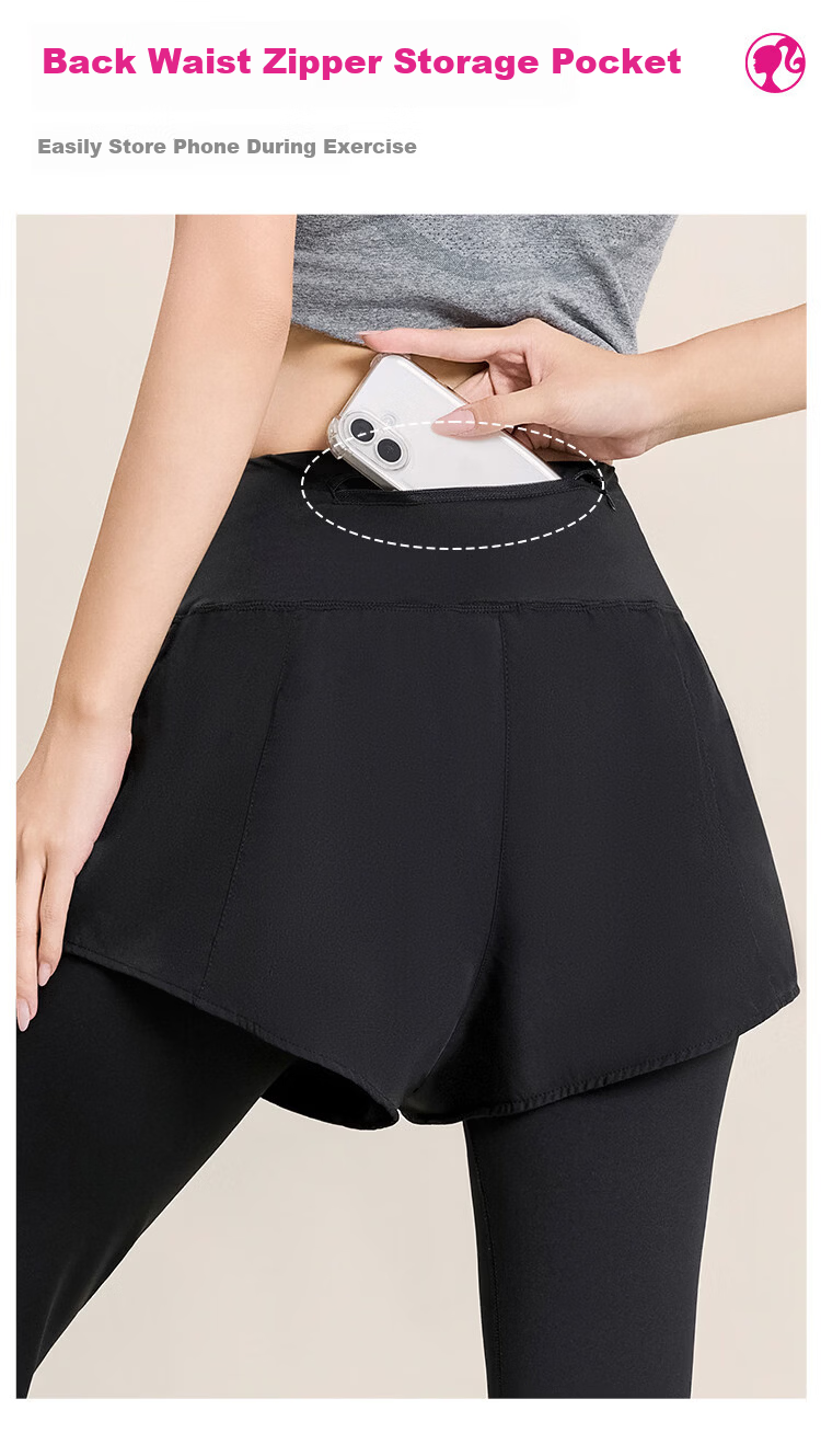 Barbie Two-in-One Yoga Pants Women's Running Fitness Leggings with Pockets 9