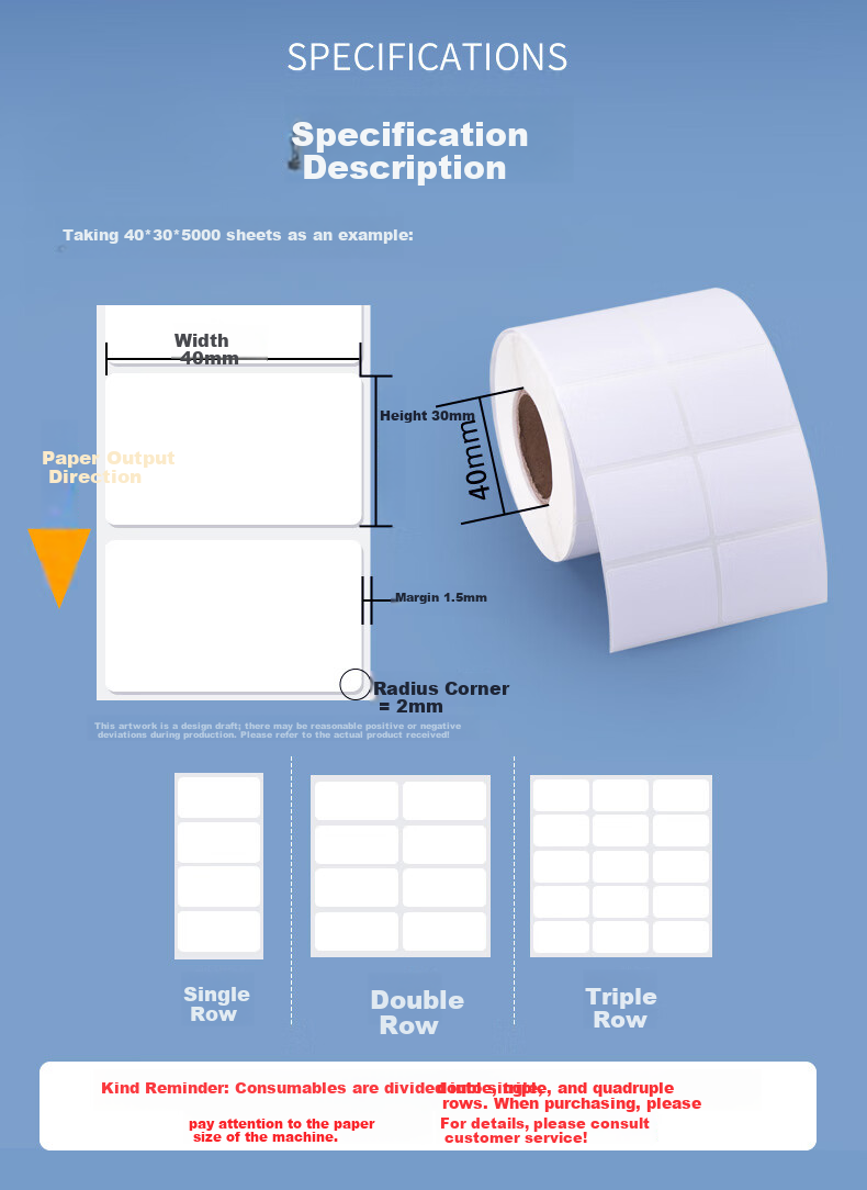 Laiterly 【Customizable】100*60mm 700 Sheets*1 Roll Coated Label Paper Carbon Ribbon Label Printer Barcode Paper High Adhesive Eco-friendly Coated Self-adhesive Labels 6
