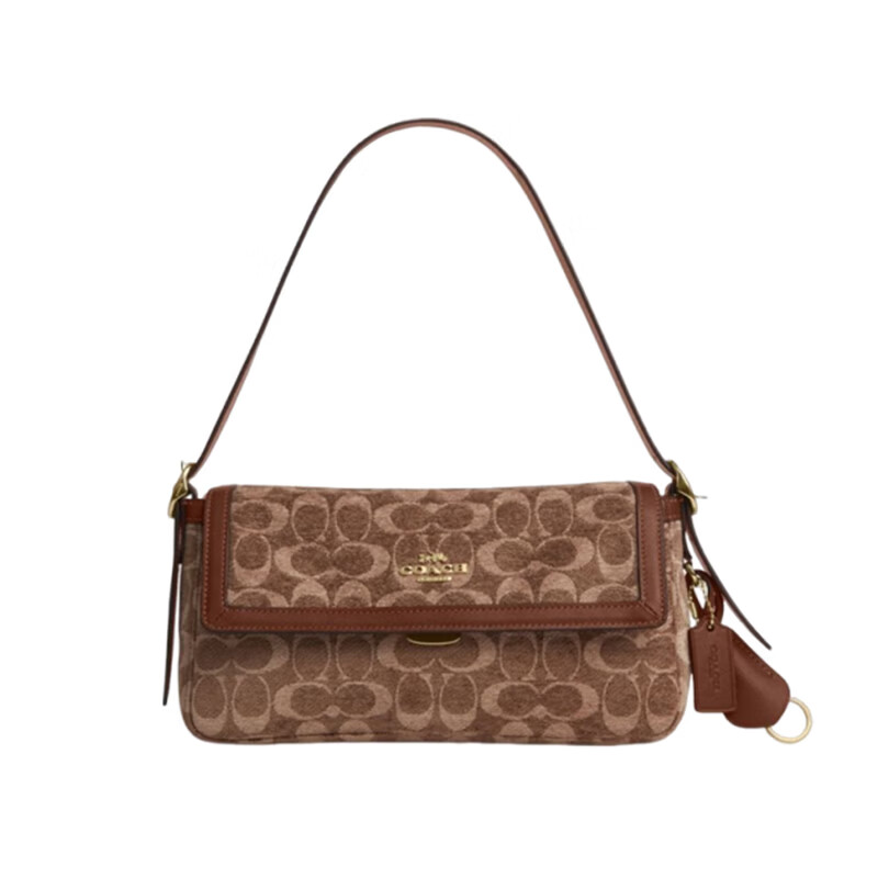 COACH Women's ETTA Classic Logo Shoulder Crossbody Bag Light Khaki CCV65