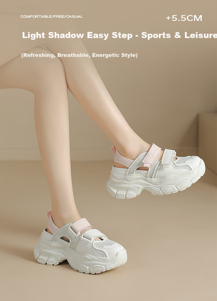 ZHR Zese Women's Summer Thick-Soled Mesh Sports Sandals Breathable Outdoor Casual Dad Shoes G778 Beige Pink Size 39 1