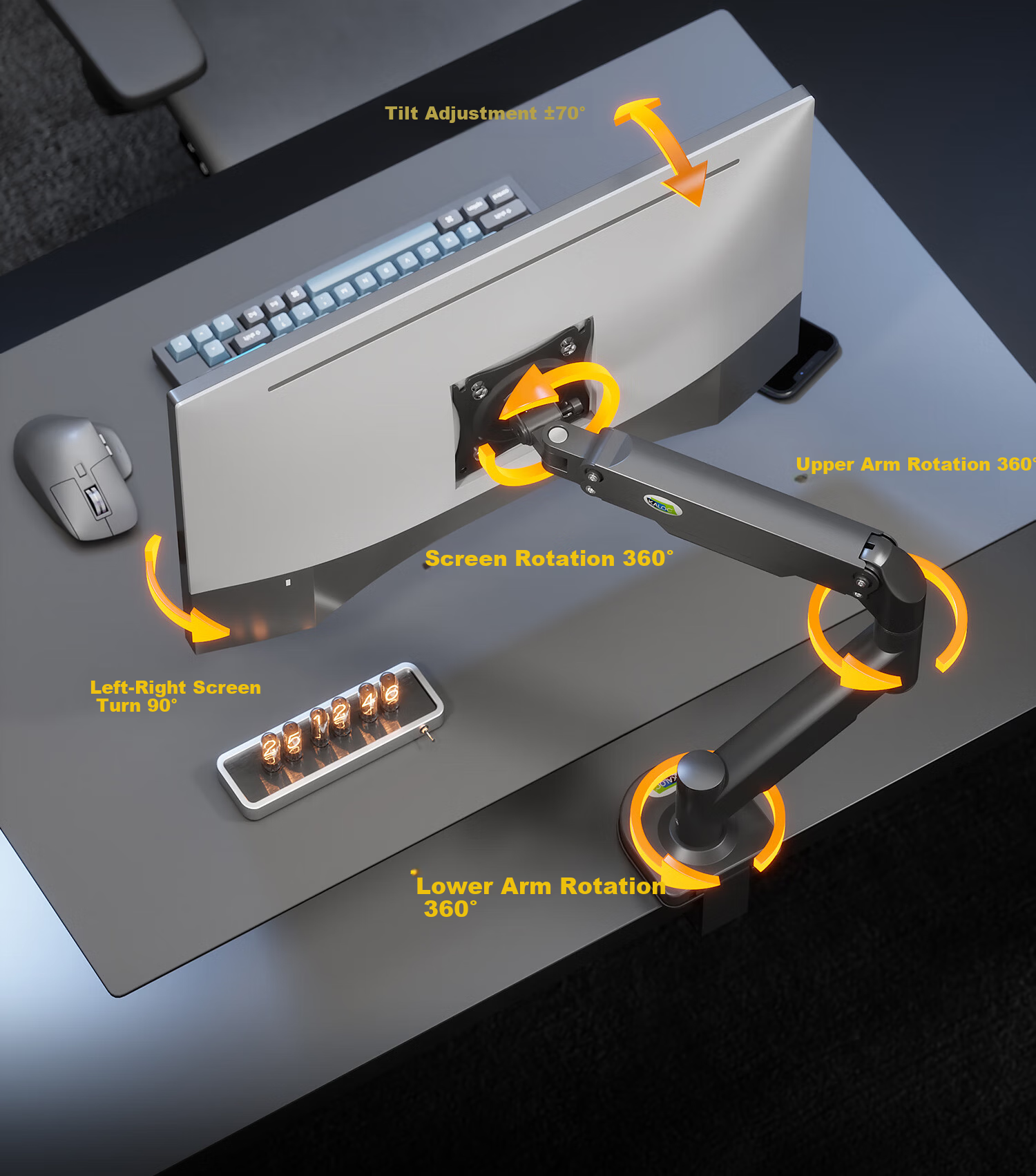 KALOC Monitor Arm, Dual Monitor Stand, Mechanical Arm Display Bracket, Computer Stand, Monitor Suspension Arm, Screen Support DS200-2 2