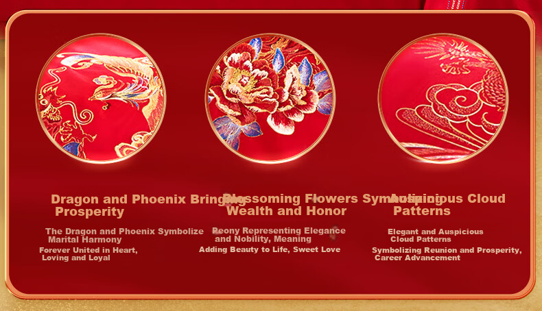 Fuanna High-End Wedding Four-Piece Set Phoenix Crown Embroidery 60-Count Long-Staple Cotton Red Bridal Bedding Gift Set for 1.8m Bed 3