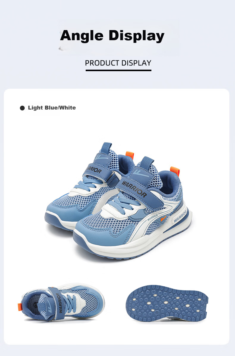 Warrior Boys Breathable Mesh Sports Shoes Summer Kids Girls Single Mesh Running Shoes WZ-1320-1 Beige Light Green Army Green Size 27 8