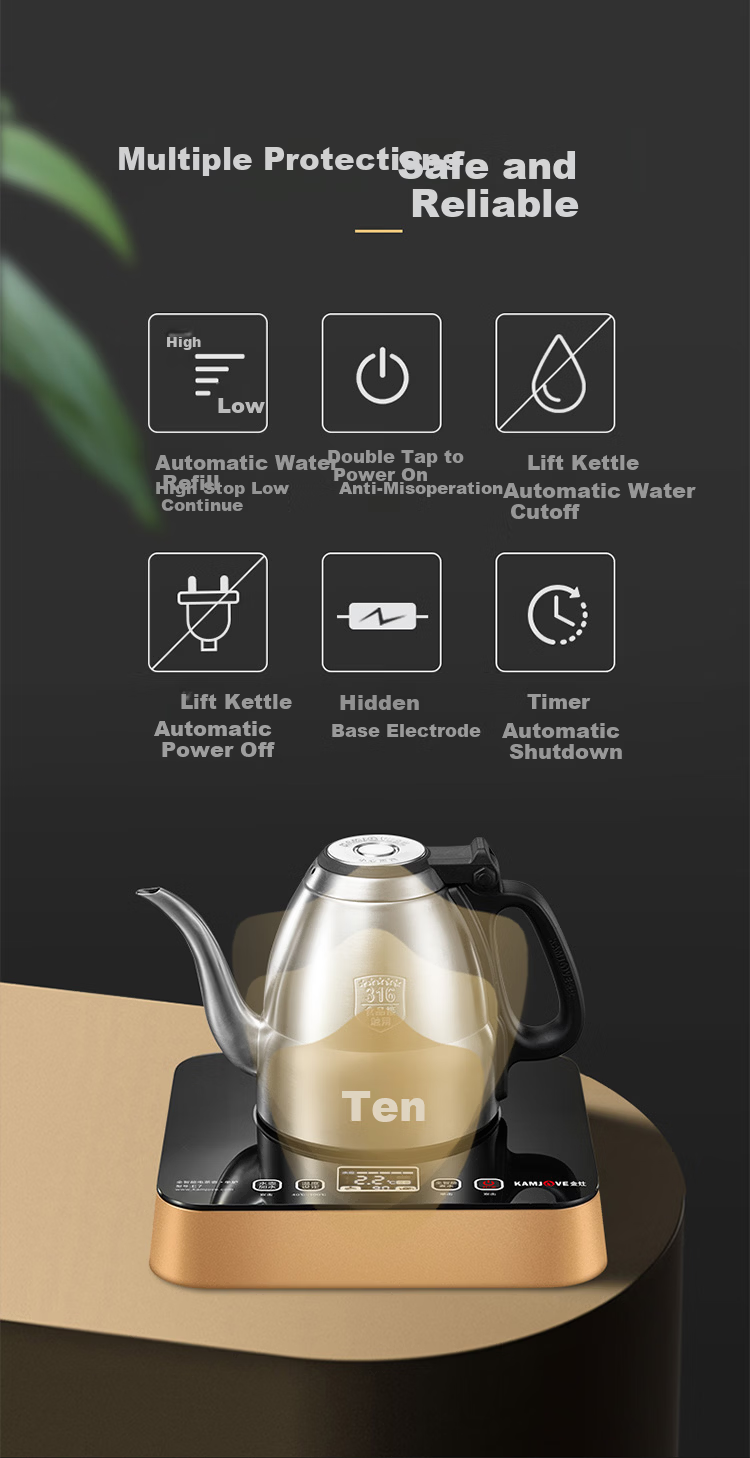 KAMJOVE Fully Intelligent Electric Kettle Temperature Control Automatic Water Dispensing Electric Kettle Insulated Remote Control Household Electric Tea Kettle 316 Stainless Steel Tea Stove E7 2